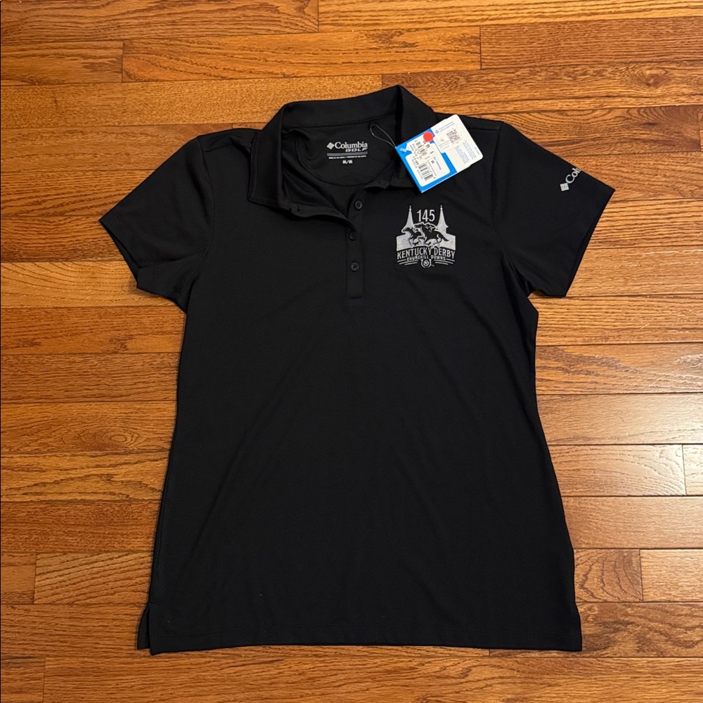145 Kentucky Derby Black Embroidered Polo Shirt